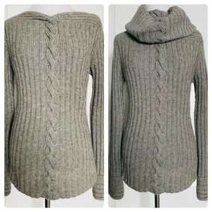 $285 THE WRIGHTS Wool Cashmere Knit Sweater Designer w Detachable Cowl Neck M